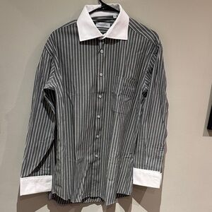 Ermenegildo Zegna Black and White Striped Dress Shirt
